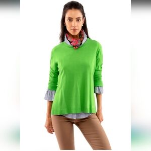 Gretchen Scott Sneek A Peek Knit Sweater Bright Kelly Green